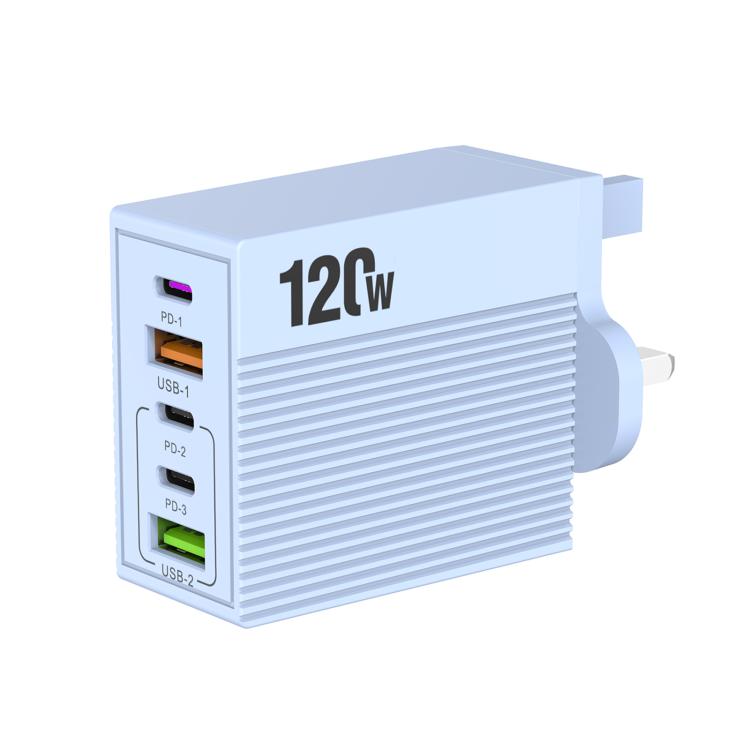 شاحن متعدد المنافذ ADC-F007 بقوة 120 واط مع 3 منافذ Type-C ومنفذين USB، قابس أمريكي، قابس أوروبي، قابس بريطاني
