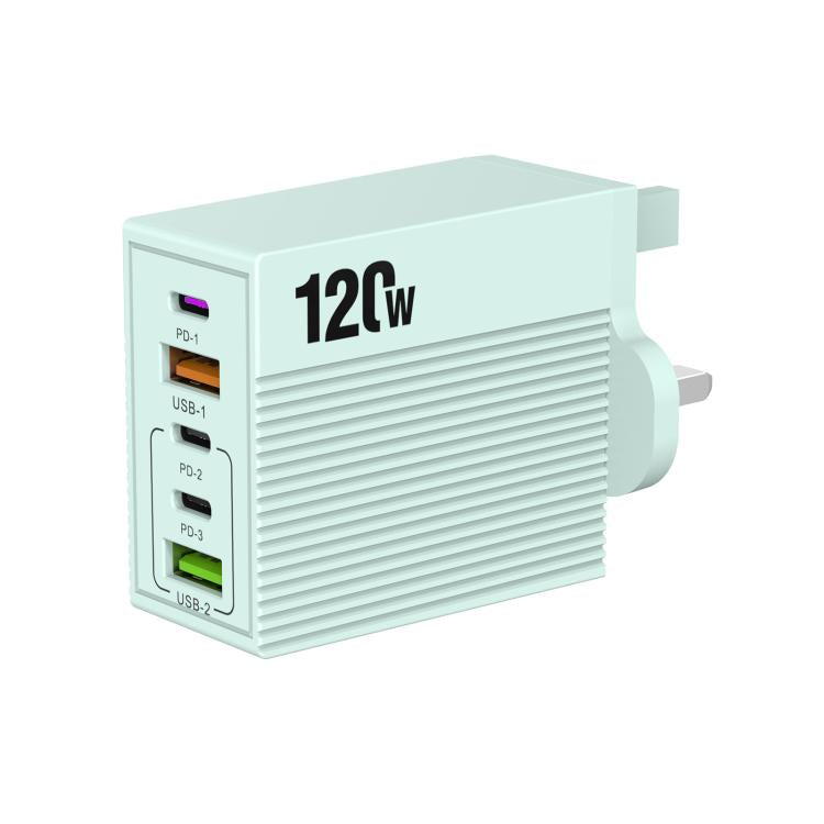 شاحن متعدد المنافذ ADC-F007 بقوة 120 واط مع 3 منافذ Type-C ومنفذين USB، قابس أمريكي، قابس أوروبي، قابس بريطاني
