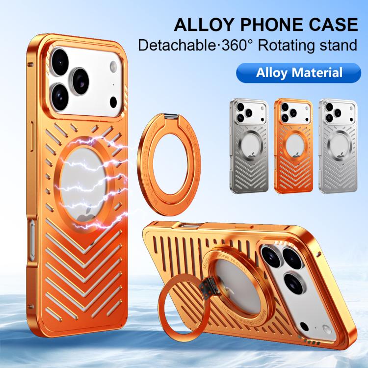 غطاء هاتف معدني حامل مغناطيسي MagSafe مع تبريد، لهواتف iPhone 17 Pro Max، iPhone 17 Pro، iPhone 17