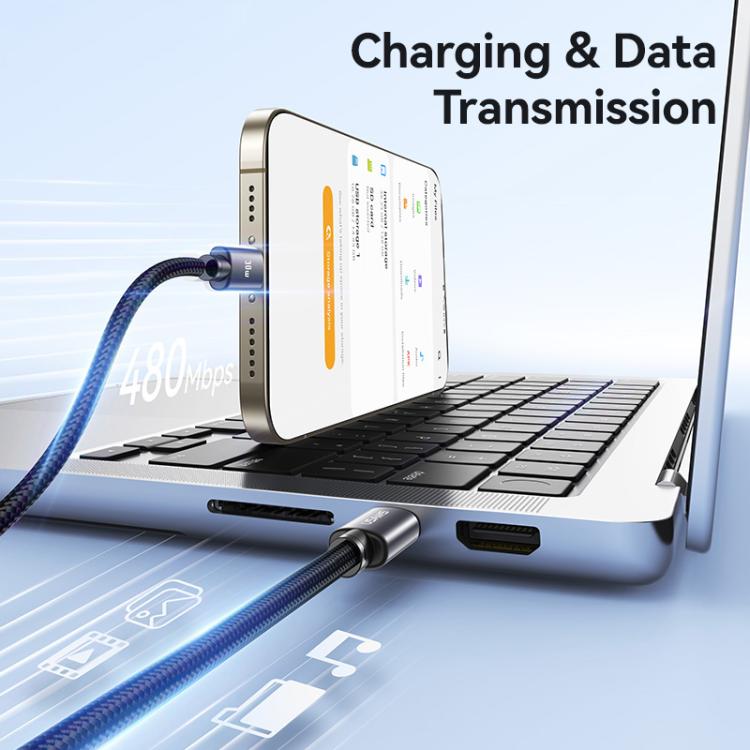 كابل بيانات شحن سريع من سبائك الألمنيوم USAMS SJ770 U91 بقوة 30 واط من نوع Type-C إلى 8 دبابيس، الطول: 1م، SJ770