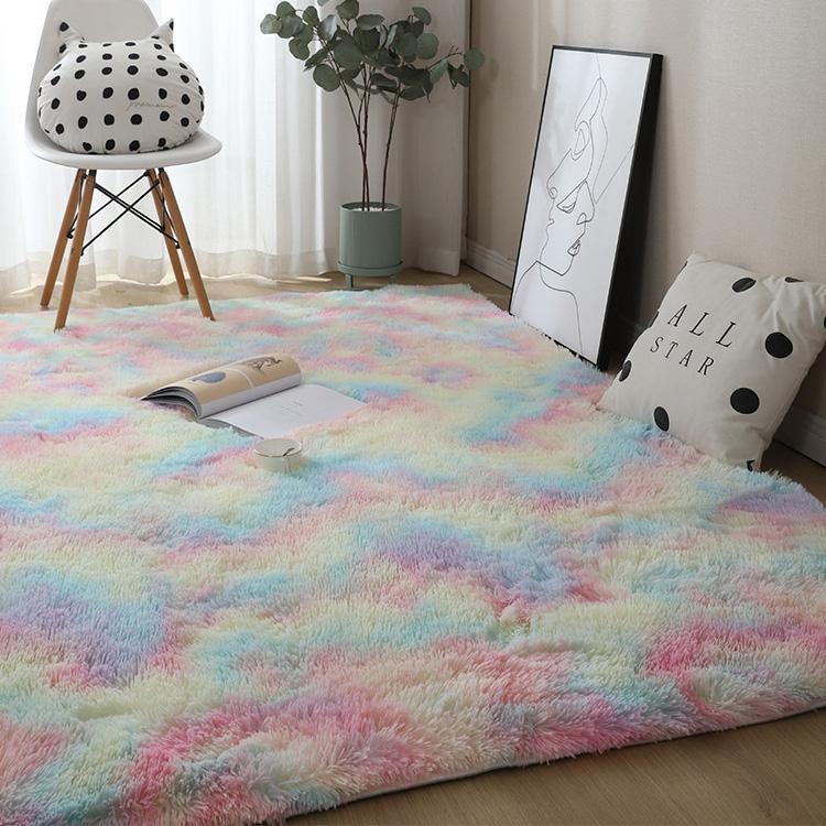 Simple Sofa Bedside Gradient Carpet Living Room Bedroom Mat, Rainbow 100x200cm, Pink Purple 100x200cm, Light Gray 100x200cm