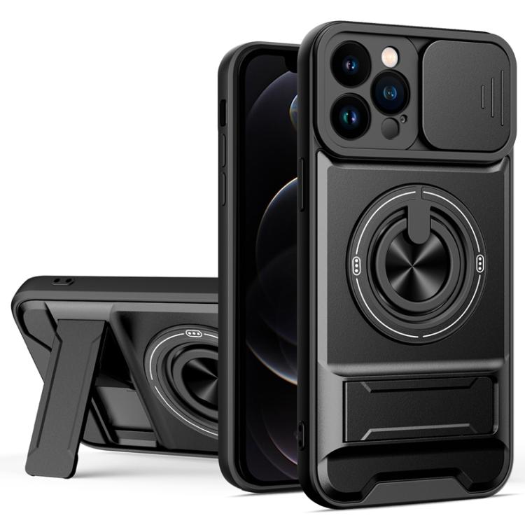 غطاء هاتف مغناطيسي متعدد الوظائف مع نافذة انزلاقية للعدسة ومقاوم للصدمات، لهواتف iPhone 13 Pro Max، iPhone 13 Pro، iPhone 12 Pro Max، iPhone 11 Pro Max، iPhone 11