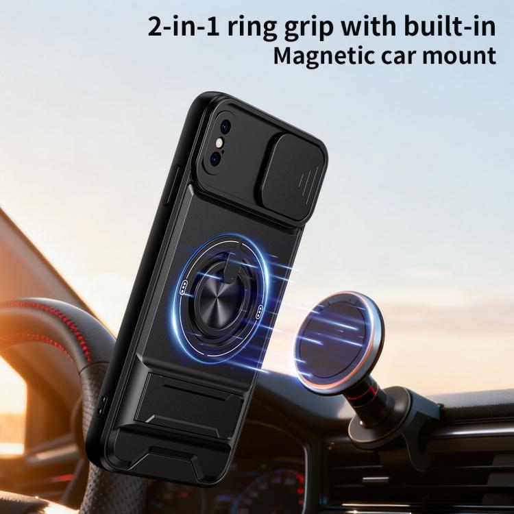 Lens Sliding Window Multifunctional Magnetic Shockproof Phone Case, For iPhone XS Max, For iPhone 7 Plus, For iPhone 7