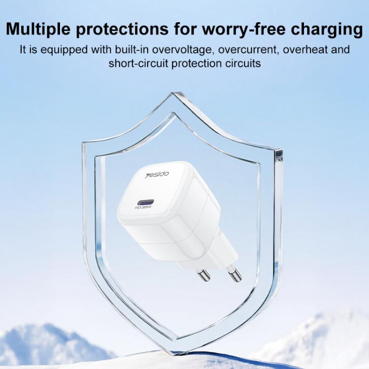 شاحن سريع صغير مكعب جليدي Yesido YC103 PD 35W Type-C، قابس الاتحاد الأوروبي