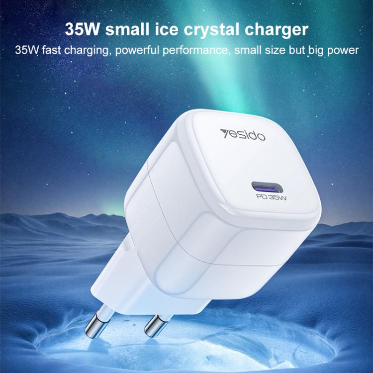 شاحن سريع صغير مكعب جليدي Yesido YC103 PD 35W Type-C، قابس الاتحاد الأوروبي