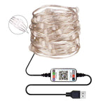 شريط إضاءة LED نحاسي USB RGB مع تحكم عبر تطبيق الهاتف الذكي بلوتوث، 2 متر 20 LED، 5 متر 50 LED، 10 متر 100 LED، 12 متر 120 LED، 15 متر 150 LED، 20 متر 200 LED