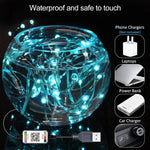 شريط إضاءة LED نحاسي USB RGB مع تحكم عبر تطبيق الهاتف الذكي بلوتوث، 2 متر 20 LED، 5 متر 50 LED، 10 متر 100 LED، 12 متر 120 LED، 15 متر 150 LED، 20 متر 200 LED