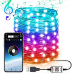 شريط إضاءة LED نحاسي USB RGB مع تحكم عبر تطبيق الهاتف الذكي بلوتوث، 2 متر 20 LED، 5 متر 50 LED، 10 متر 100 LED، 12 متر 120 LED، 15 متر 150 LED، 20 متر 200 LED