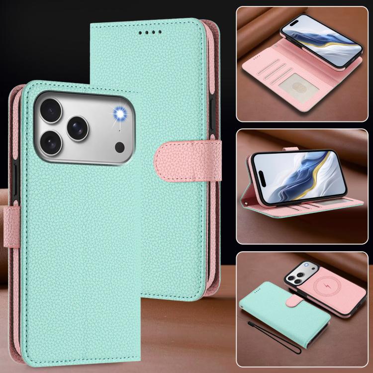 غطاء هاتف من الجلد النباتي بنقشة الليتشي مع رقعة جانبية مغناطيسية قابلة للفصل، لهواتف iPhone 17 Pro Max، iPhone 17 Pro، iPhone 17، iPhone Air، iPhone 16 Pro Max، iPhone 16 Pro، iPhone 16 Plus، iPhone 16