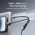 كابل بيانات شحن سريع REMAX JOYROOM S-A57 RapidX Series بقوة 100 واط 2 في 1 USB-C / Type-C إلى USB-C / Type-C، 8 دبابيس، 1.5م