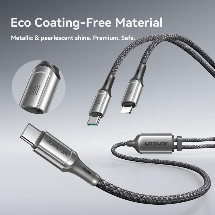 كابل بيانات شحن سريع REMAX JOYROOM S-A57 RapidX Series بقوة 100 واط 2 في 1 USB-C / Type-C إلى USB-C / Type-C، 8 دبابيس، 1.5م