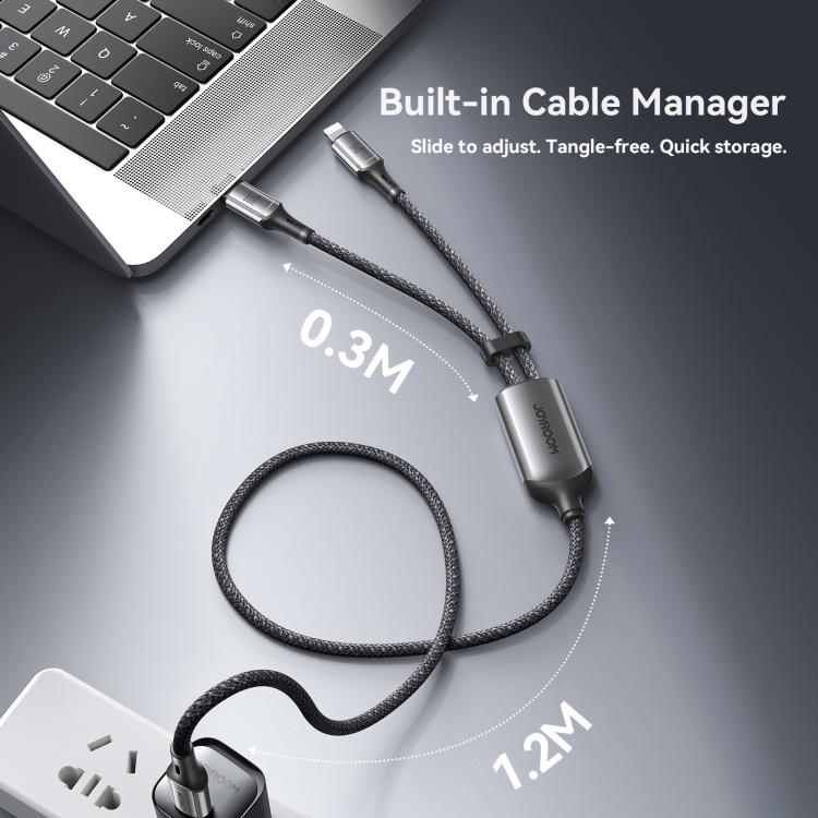 كابل بيانات شحن سريع REMAX JOYROOM S-A57 RapidX Series بقوة 100 واط 2 في 1 USB-C / Type-C إلى USB-C / Type-C، 8 دبابيس، 1.5م
