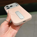 غطاء هاتف مغناطيسي من حامل غير مرئي PC + جلد نباتي، لجهاز iPhone 17 Pro Max، لجهاز iPhone 17 Pro