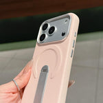 غطاء هاتف مغناطيسي من حامل غير مرئي PC + جلد نباتي، لجهاز iPhone 17 Pro Max، لجهاز iPhone 17 Pro