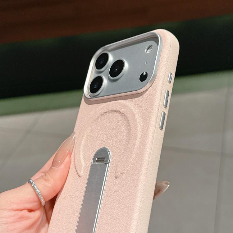غطاء هاتف مغناطيسي من حامل غير مرئي PC + جلد نباتي، لجهاز iPhone 17 Pro Max، لجهاز iPhone 17 Pro