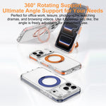 غطاء هاتف هجين من PC وTPU مع حامل دوار مغناطيسي ودرع جليدي، لجهاز iPhone 17 Pro Max، لجهاز iPhone 17 Pro، لجهاز iPhone Air