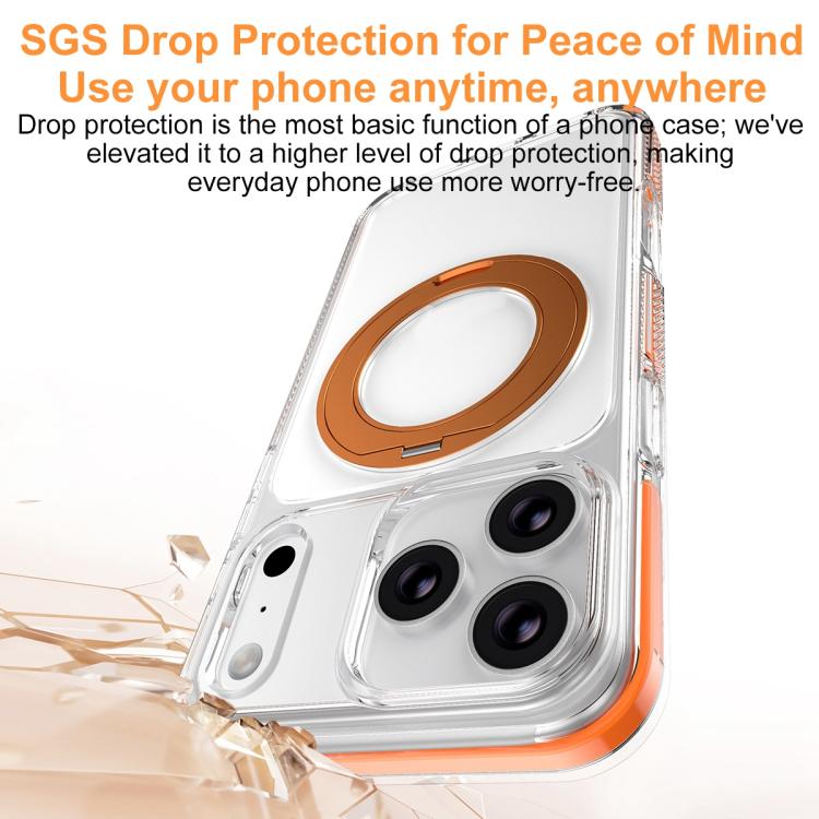 غطاء هاتف هجين من PC وTPU مع حامل دوار مغناطيسي ودرع جليدي، لجهاز iPhone 17 Pro Max، لجهاز iPhone 17 Pro، لجهاز iPhone Air