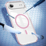 غطاء هاتف هجين من الأكريليك الشفاف مع درع كريستالي مغناطيسي وTPU، لجهاز iPhone 16 Plus، لجهاز iPhone 16، لجهاز iPhone 15 Pro Max، لجهاز iPhone 15 Pro، لجهاز iPhone 15 Plus، لجهاز iPhone 15