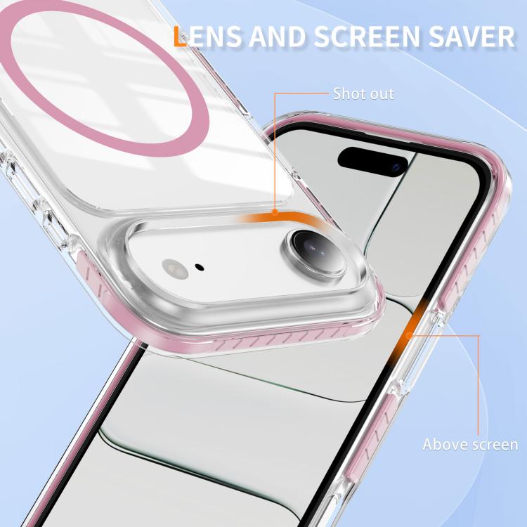 غطاء هاتف هجين من الأكريليك الشفاف مع درع كريستالي مغناطيسي وTPU، لجهاز iPhone 16 Plus، لجهاز iPhone 16، لجهاز iPhone 15 Pro Max، لجهاز iPhone 15 Pro، لجهاز iPhone 15 Plus، لجهاز iPhone 15
