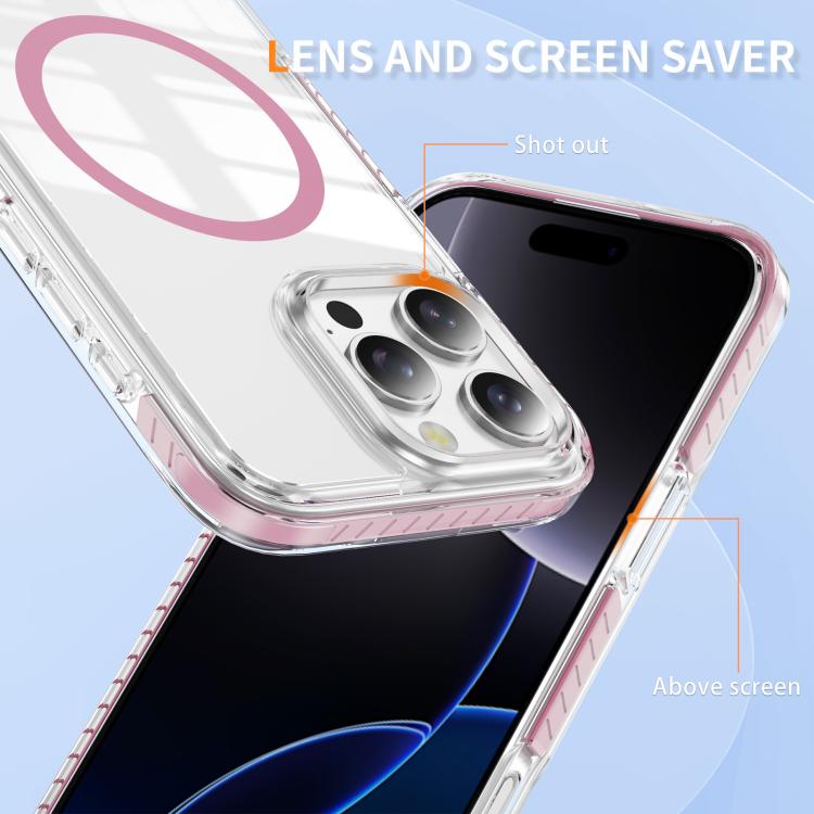 غطاء هاتف هجين من الأكريليك الشفاف مع درع كريستالي مغناطيسي وTPU، لجهاز iPhone 16 Plus، لجهاز iPhone 16، لجهاز iPhone 15 Pro Max، لجهاز iPhone 15 Pro، لجهاز iPhone 15 Plus، لجهاز iPhone 15