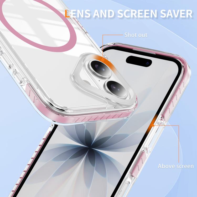 غطاء هاتف هجين من الأكريليك الشفاف مع درع كريستالي مغناطيسي وTPU، لجهاز iPhone 16 Plus، لجهاز iPhone 16، لجهاز iPhone 15 Pro Max، لجهاز iPhone 15 Pro، لجهاز iPhone 15 Plus، لجهاز iPhone 15