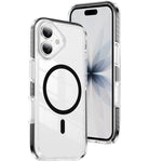 غطاء هاتف هجين من الأكريليك الشفاف مع درع كريستالي مغناطيسي وTPU، لجهاز iPhone 16 Plus، لجهاز iPhone 16، لجهاز iPhone 15 Pro Max، لجهاز iPhone 15 Pro، لجهاز iPhone 15 Plus، لجهاز iPhone 15