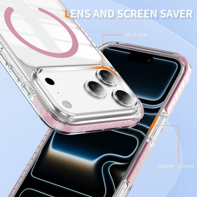 غطاء هاتف هجين من الأكريليك الشفاف مع درع كريستالي مغناطيسي وTPU، لجهاز iPhone 17 Pro Max، لجهاز iPhone 17 Pro، لجهاز iPhone 17، لجهاز iPhone Air، لجهاز iPhone 16 Pro Max، لجهاز iPhone 16 Pro