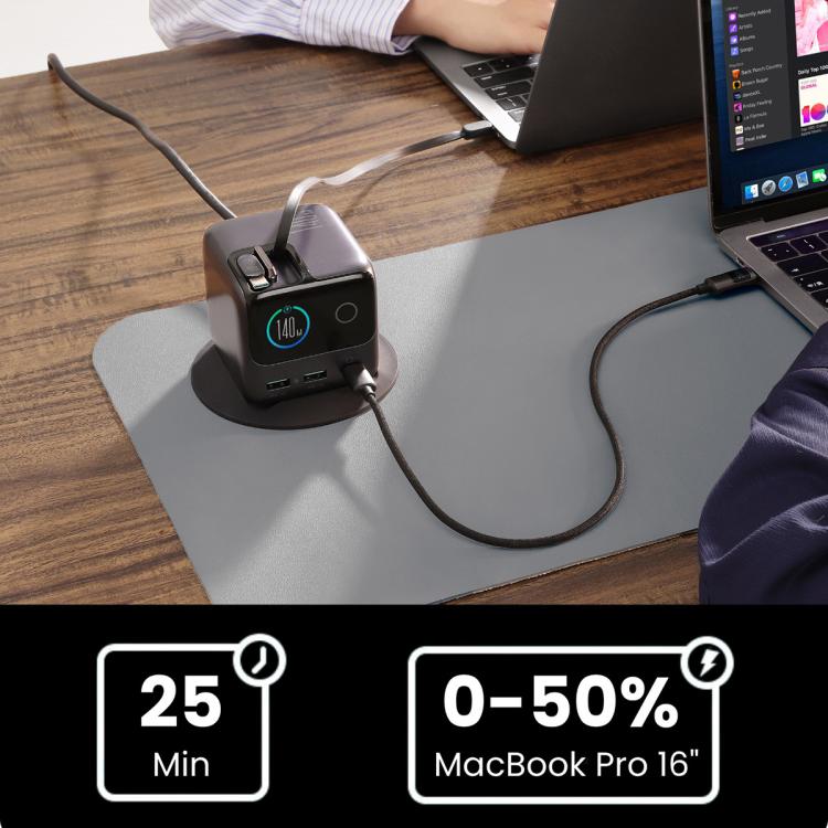 شاحن مكتبي GaN JOYROOM JR-TRD01 PODIX 140 واط 5 منافذ، قابس الولايات المتحدة، قابس الاتحاد الأوروبي، قابس المملكة المتحدة