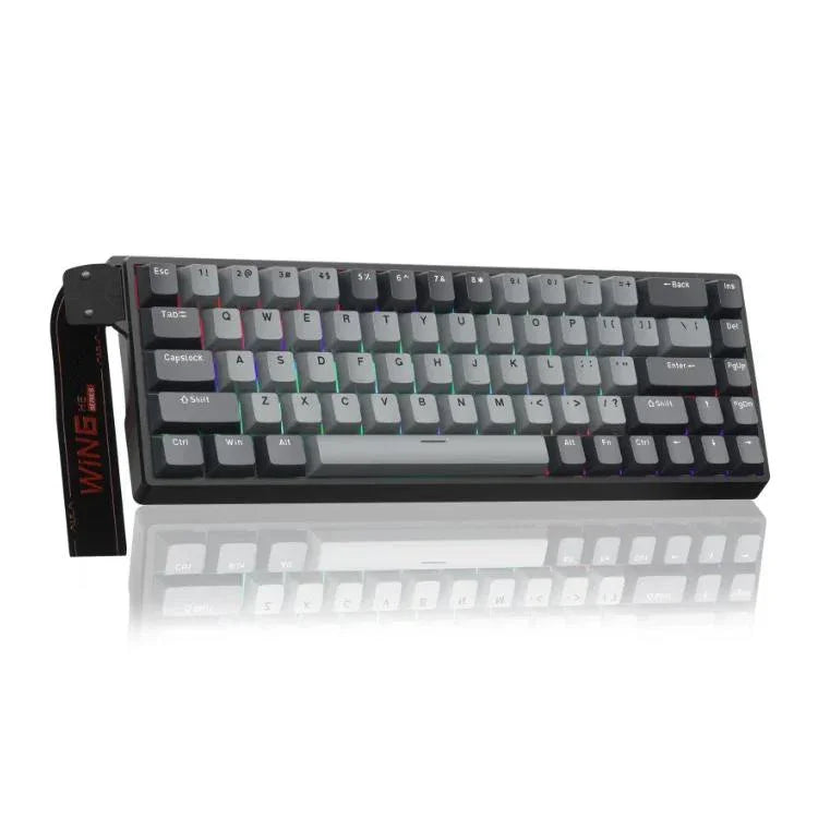 لوحة مفاتيح سلكية AULA WIN68HE النسخة المحترفة بإضاءة RGB و68 مفتاح، WIN68HE محور مغناطيسي رمادي داكن + رمادي فاتح بشكل مميز