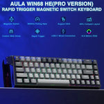 لوحة مفاتيح سلكية AULA WIN68HE النسخة المحترفة بإضاءة RGB و68 مفتاح، WIN68HE محور مغناطيسي رمادي داكن + رمادي فاتح بشكل مميز