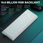 لوحة مفاتيح سلكية AULA WIN68HE النسخة القياسية بإضاءة RGB و68 مفتاح، WIN68HE محور مغناطيسي أبيض رمادي خشبي مطبوع جانبيًا