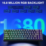 لوحة مفاتيح سلكية AULA WIN68HE النسخة القياسية بإضاءة RGB و68 مفتاح، WIN68HE محور مغناطيسي أسود بخطوط بارزة رمادي خشبي