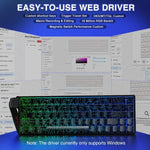 لوحة مفاتيح سلكية AULA WIN68HE النسخة القياسية بإضاءة RGB و68 مفتاح، WIN68HE محور مغناطيسي أسود بخطوط بارزة رمادي خشبي