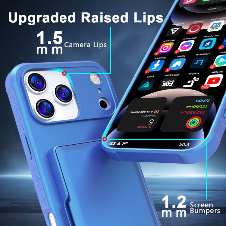 غطاء هاتف بحقيبة بطاقات مخفية أفقية مع مرآة من مزيج PC وTPU ملمس الجلد، لهواتف iPhone 17 Pro Max، iPhone 17 Pro، iPhone 17، iPhone Air
