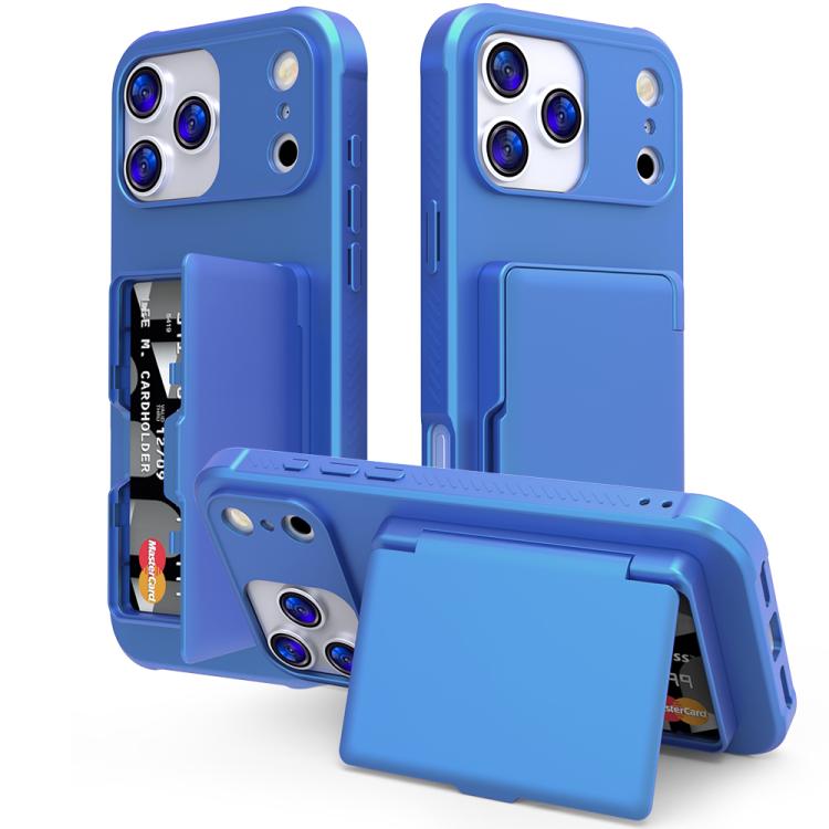 غطاء هاتف بحقيبة بطاقات مخفية أفقية مع مرآة من مزيج PC وTPU ملمس الجلد، لهواتف iPhone 17 Pro Max، iPhone 17 Pro، iPhone 17، iPhone Air