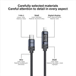 كابل شحن وبيانات Yesido CA138L USB إلى 8 دبابيس بقوة 12 واط و2.4 أمبير مع شاشة OLED، USB إلى 8 دبابيس