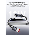 كابل شحن وبيانات Yesido CA138L USB إلى 8 دبابيس بقوة 12 واط و2.4 أمبير مع شاشة OLED، USB إلى 8 دبابيس