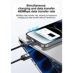 كابل شحن وبيانات Yesido CA138L USB إلى 8 دبابيس بقوة 12 واط و2.4 أمبير مع شاشة OLED، USB إلى 8 دبابيس