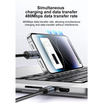 كابل شحن وبيانات Yesido CA201 27W من نوع Type-C إلى 8 دبابيس مع شاشة OLED، Type-C إلى 8 دبابيس