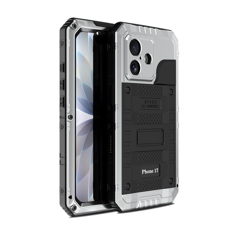 غطاء هاتف من السيليكون الهجين المعدني مقاوم لأربعة أنواع من الأضرار، لهواتف iPhone 17 Pro Max، iPhone 17 Pro، iPhone 17، iPhone Air