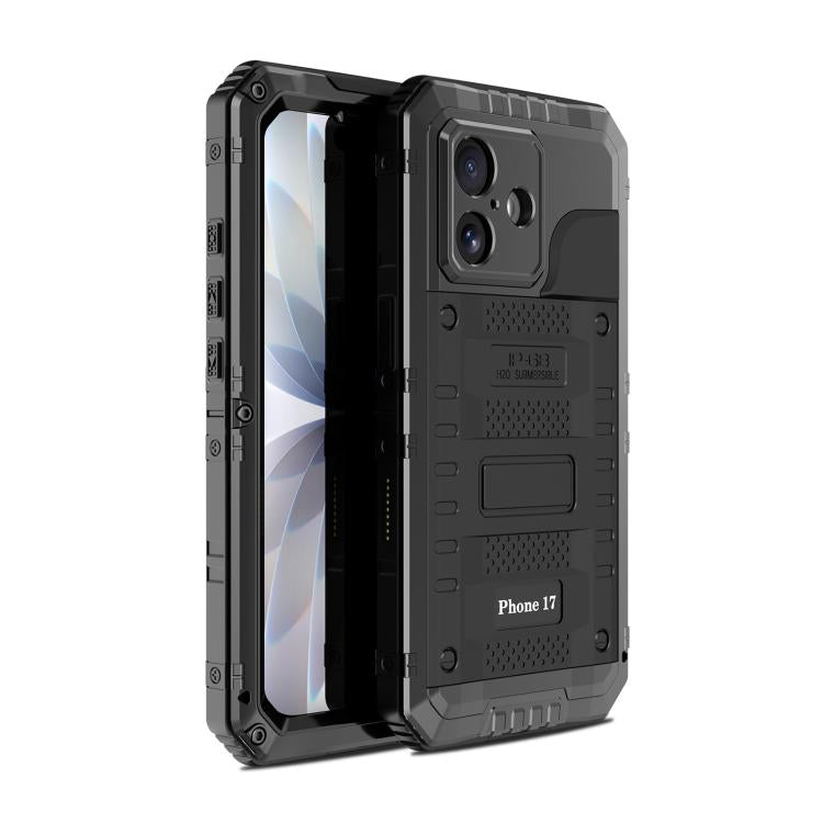 غطاء هاتف من السيليكون الهجين المعدني مقاوم لأربعة أنواع من الأضرار، لهواتف iPhone 17 Pro Max، iPhone 17 Pro، iPhone 17، iPhone Air