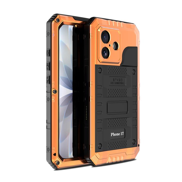 غطاء هاتف من السيليكون الهجين المعدني مقاوم لأربعة أنواع من الأضرار، لهواتف iPhone 17 Pro Max، iPhone 17 Pro، iPhone 17، iPhone Air