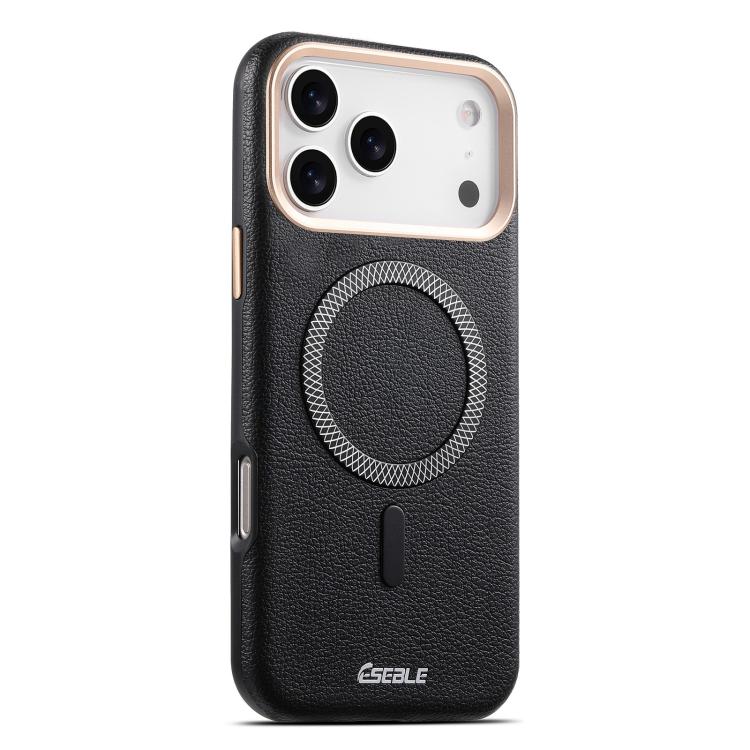غطاء هاتف مغناطيسي بعدسة معدنية بنقشة قشرة الليتشي من ESEBLE L2، لهواتف iPhone 17 Pro Max، iPhone 17 Pro، iPhone 17، iPhone Air، iPhone 16 Pro Max، iPhone 16 Pro، iPhone 16، iPhone 15 Pro Max، iPhone 15 Pro، iPhone 15