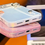 غطاء هاتف TPU مع حامل سوار بنقشة مجعدة مطلية مع فيلم عدسة، لهاتف iPhone 13