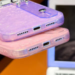 غطاء هاتف TPU مع حامل سوار بنقشة تموجات مطلية مع فيلم عدسة، لهاتف iPhone 13