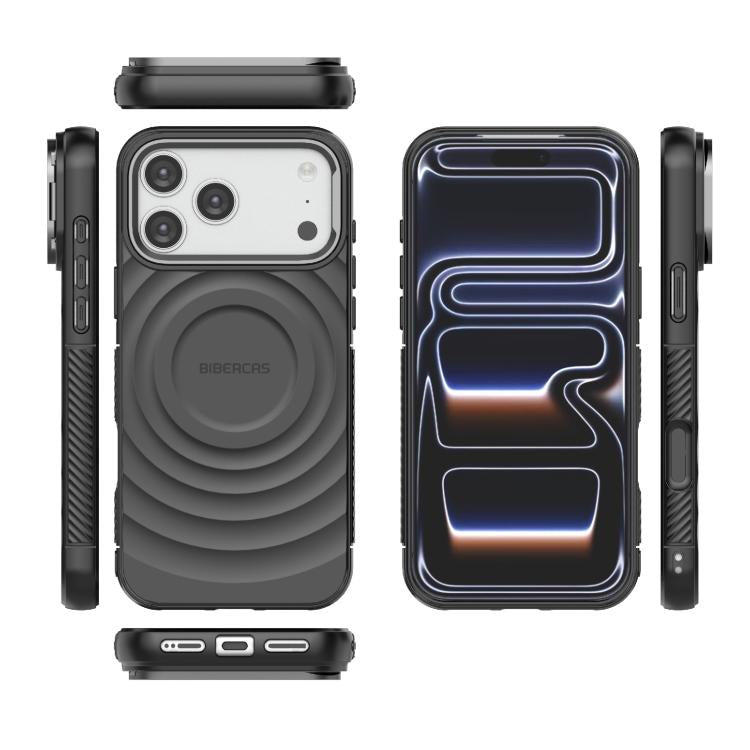غطاء هاتف TPU مغناطيسي بنقشة موجة من BIBERCAS، لهاتف iPhone 17 Pro Max