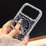 غطاء هاتف مع حامل قابل للطي مزين بأحجار الراين اللامعة وتقنية IMD على الوجهين، لهواتف iPhone 15 Pro Max، iPhone 15 Pro، iPhone 15، iPhone 14، iPhone 14 Pro، iPhone 14 Pro Max، iPhone 13 Pro Max، iPhone 13 Pro
