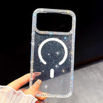 غطاء هاتف مغناطيسي هجين من TPU وPC مع تقنية IMD مزدوج الوجه مرصع بأحجار الراين، لهواتف iPhone 17 Pro Max، iPhone 17 Pro، iPhone 17، iPhone Air، iPhone 16 Pro Max، iPhone 16 Pro، iPhone 16 Plus، iPhone 16