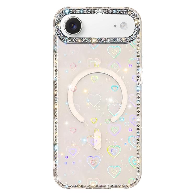 غطاء هاتف مغناطيسي هجين من TPU وPC مع تقنية IMD مزدوج الوجه مرصع بأحجار الراين، لهواتف iPhone 17 Pro Max، iPhone 17 Pro، iPhone 17، iPhone Air، iPhone 16 Pro Max، iPhone 16 Pro، iPhone 16 Plus، iPhone 16