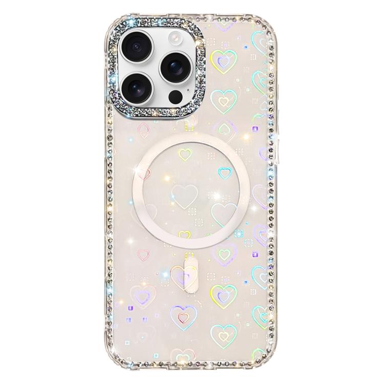 غطاء هاتف مغناطيسي هجين من TPU وPC مع تقنية IMD مزدوج الوجه مرصع بأحجار الراين، لهواتف iPhone 17 Pro Max، iPhone 17 Pro، iPhone 17، iPhone Air، iPhone 16 Pro Max، iPhone 16 Pro، iPhone 16 Plus، iPhone 16
